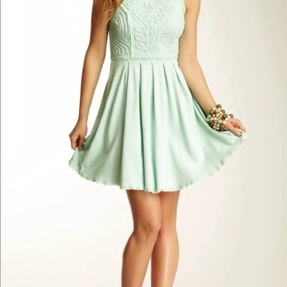 Free People Mint Green Soutache Cut Out Mini Dress - Picture 6 of 6